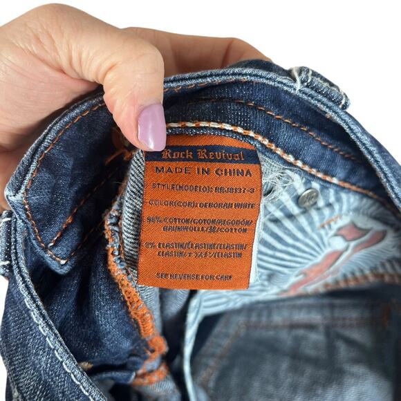 Rock Revival Y2K Bootcut Jeans Size 29 Embellished Medium Wash Boho 90s - Picture 11 of 12